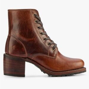 Frye Brown Leather Combat Boots